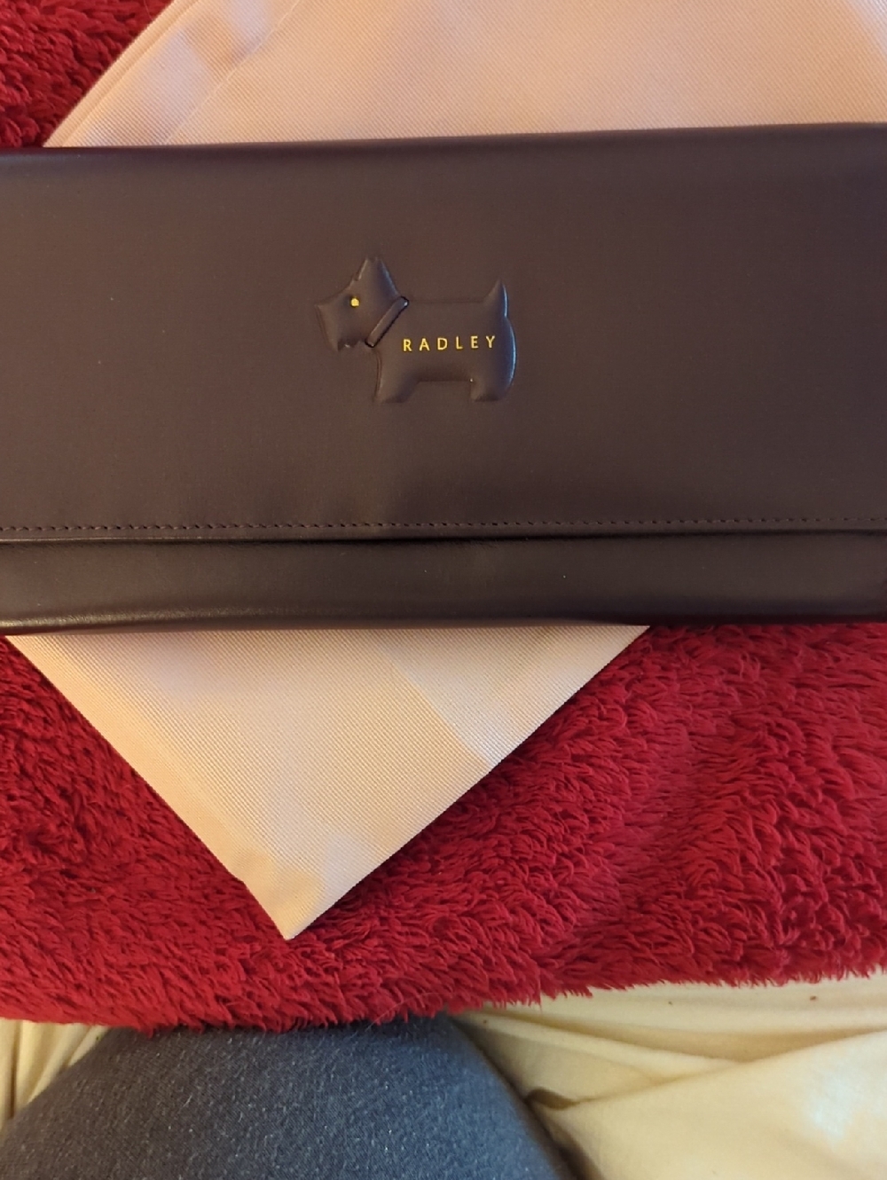 Radley Burgundy Leather Zip Wallet with Dog Logo